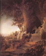 REMBRANDT Harmenszoon van Rijn Christ and St Mary Magdalene at the Tomb (mk25) oil painting on canvas